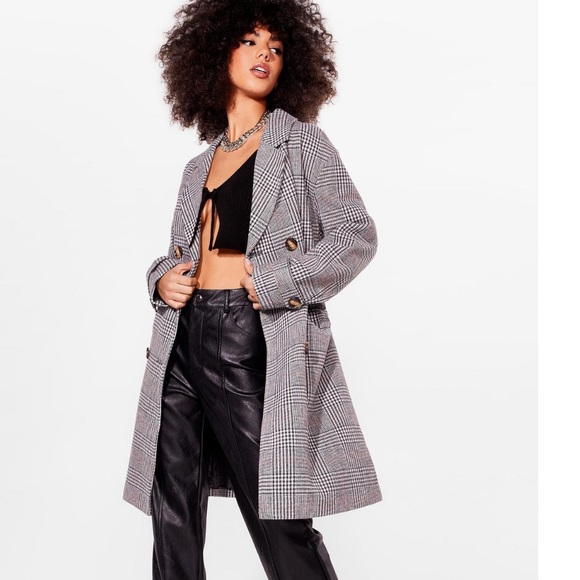 Nasty Gal Jackets & Blazers - Check Winter Double Breasted Coat